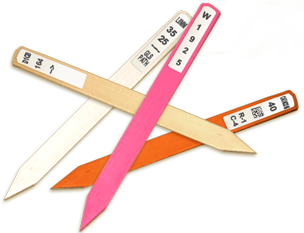 wood stakes with custom printed labels